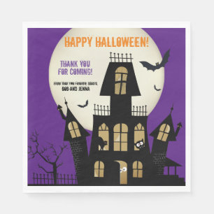 Serviette En Papier Déplaisant Halloween Haunted House Flying Bats Vio