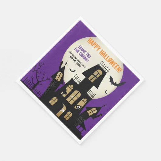 Serviette En Papier Déplaisant Halloween Haunted House Flying Bats Vio (Coin)