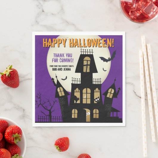 Serviette En Papier Déplaisant Halloween Haunted House Flying Bats Vio (En situation)