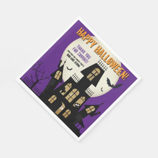 Serviette En Papier Déplaisant Halloween Haunted House Flying Bats Vio (Coin)
