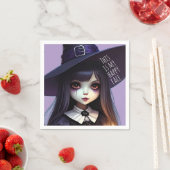Serviette En Papier Déplaisant mignon, sorcière violette Anniversaire, (En situation)
