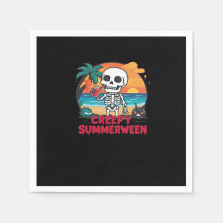 Serviette En Papier Déplaisant Summerween - Squelette Cute Sur La Plag