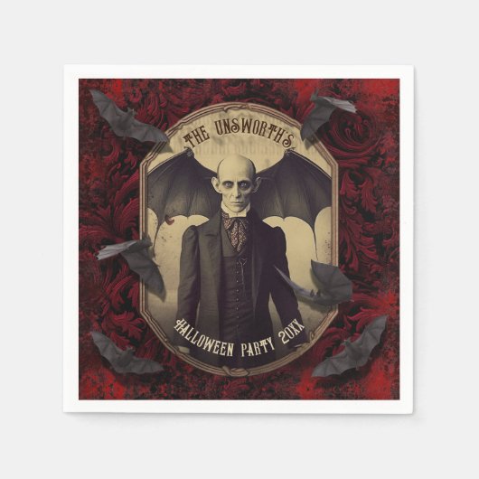 Serviette En Papier Déplaisante Dracula Vampire Halloween (Devant)