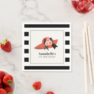 Serviette En Papier Derby Style Grand Casquette rouge Rose 1er anniver