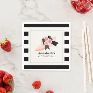 Serviette En Papier Derby Style Gros Casquette rose Rose 1er anniversa