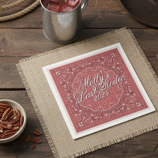 Serviette En Papier Dernier Rodéo Bachelorette Western Rouge