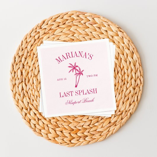 Serviette En Papier Dernier Splash Beach Palms Hot rose Bachelorette