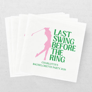 Serviette En Papier Dernier Swing Golf Enterrement Rose Vert