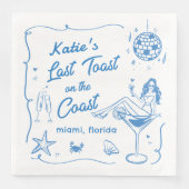 Serviette En Papier Dernier Toast Coast Beach Blue Bachelorette Party (Devant)