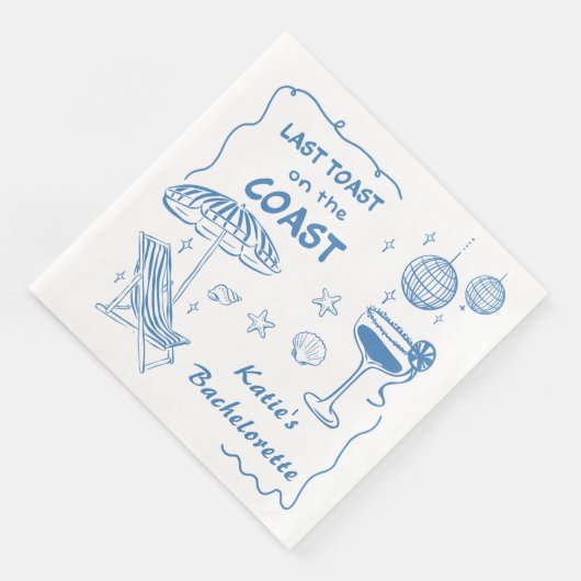Serviette En Papier Dernier Toast Coast Beach Blue Bachelorette Party (Coin)
