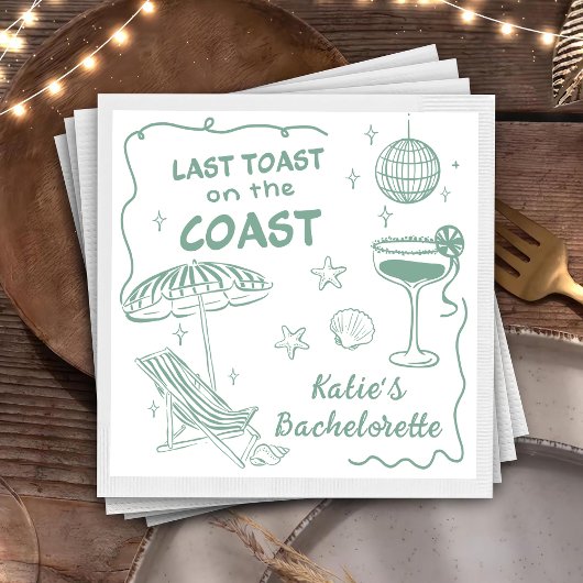 Serviette En Papier Dernier Toast Coast Beach Green Bachelorette Party