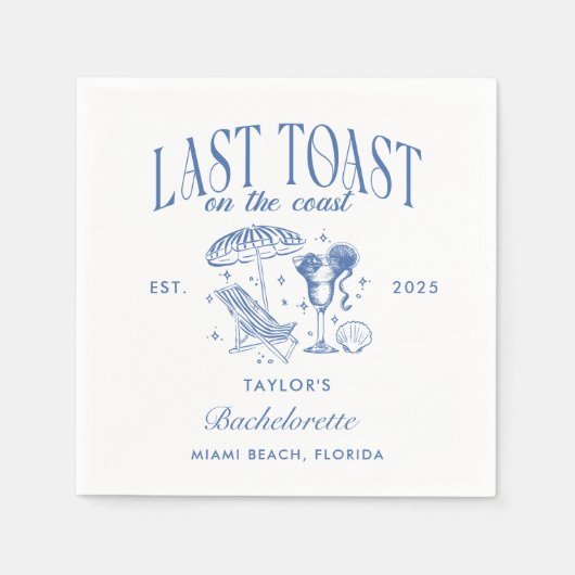 Serviette En Papier Dernier Toast Sur La Côte Beach Bachelorette Party (Devant)