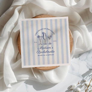 Serviette En Papier Dernier Toast Sur La Côte Bleu Poussiéreux Rayé