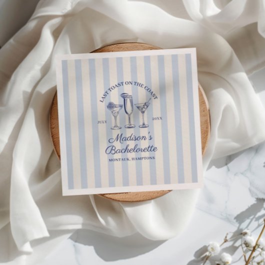 Serviette En Papier Dernier Toast sur la Côte Bleu Poussiéreux Rayé