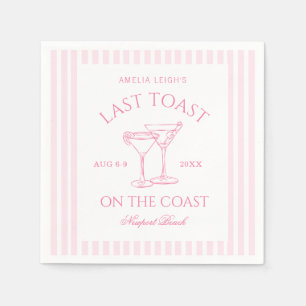 Serviette En Papier Dernier Toast sur la Côte Rose Bachelorette Week-e