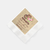 Serviette En Papier Dernière Course Personnalisée Fleur Rose Rustique  (Coin)