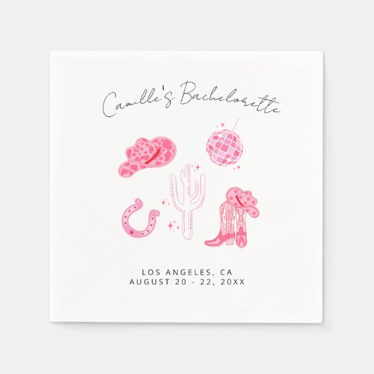 Serviette En Papier Dernière disco Rodeo Bachelorette (Devant)