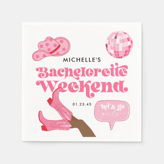 Serviette En Papier Dernière fête de Bachelorette Disco Rodeo (Devant)