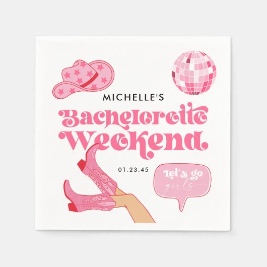 Serviette En Papier Dernière fête de Bachelorette Disco Rodeo (Devant)