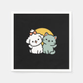 Serviette En Papier Des amis vrais pour toujours | Cute Cat & Chien Du (Devant)