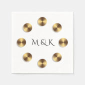 Serviette En Papier Des cercles dorés. Monogramme. (Devant)