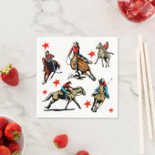 Serviette En Papier Des Chauffeuses De Rodéo Occidentales À Cheval (En situation)