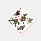 Serviette En Papier Des Chauffeuses De Rodéo Occidentales À Cheval (Coin)