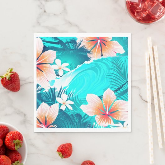 Serviette En Papier Des fleurs d'Hibiscus sur la plage (En situation)