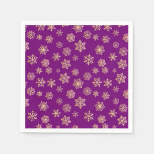 Serviette En Papier Des flocons de neige dorés sur un arrière - plan v