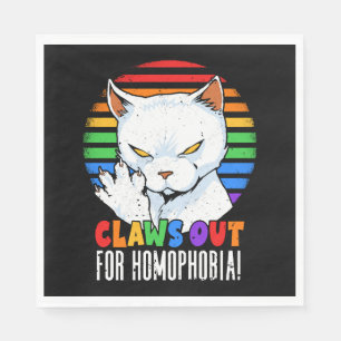 Serviette En Papier Des lois pour l'homophobie Rainbow Angry LGBT Cat