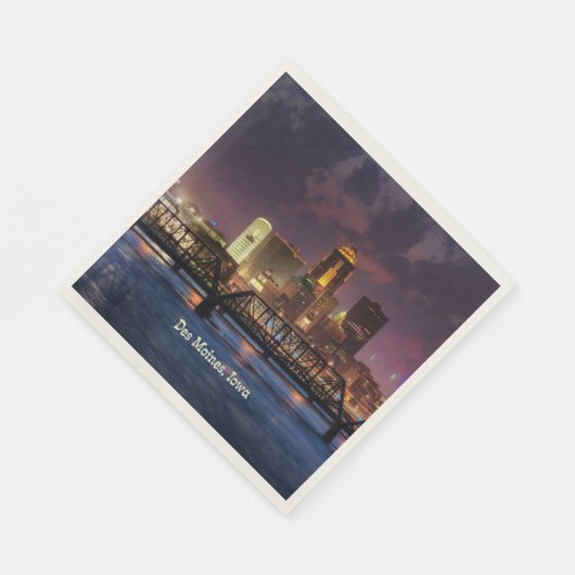 Serviette En Papier Des Moines, Iowa, paysage urbain (Coin)
