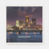 Serviette En Papier Des Moines, Iowa, paysage urbain (Devant)