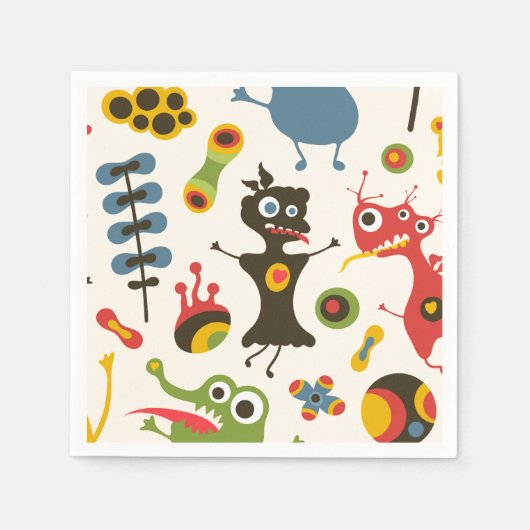 Serviette En Papier Des monstres heureux (Devant)