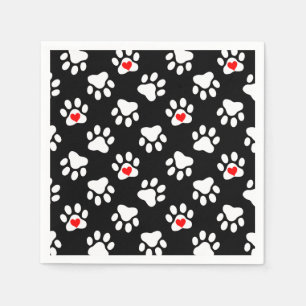 Serviette En Papier Des paniers de chien noirs et blancs mignons avec 