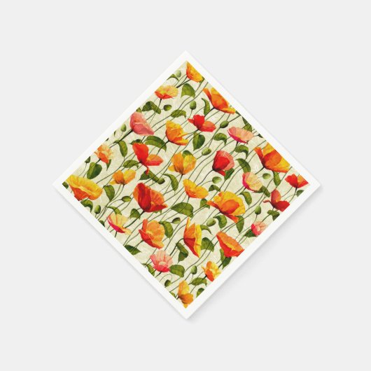 Serviette En Papier Des pavots brillants (Coin)