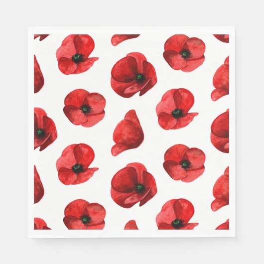 Serviette En Papier Des pavots d'aquarelle. Modèle floral. Pavot (Devant)