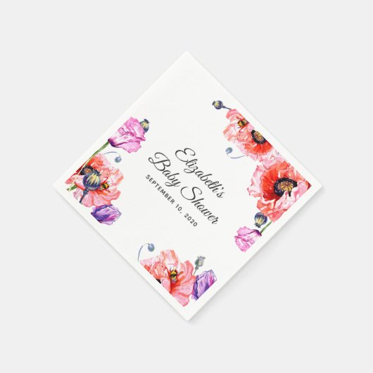 Serviette En Papier Des pavots. Fleurs rouges d'été. Baby shower flora (Coin)