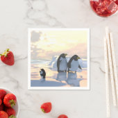 Serviette En Papier des pingouins qui refroidissent sur une banquise (En situation)