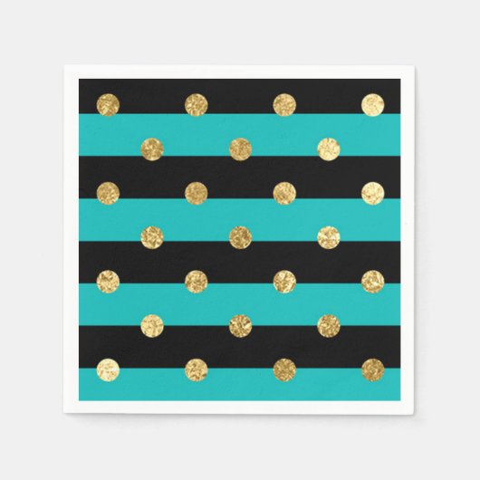 Serviette En Papier Des rayures turquoise avec fête d'anniversaire Poi (Devant)