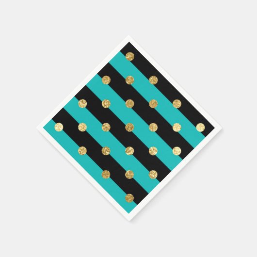 Serviette En Papier Des rayures turquoise avec fête d'anniversaire Poi (Coin)