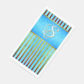 Serviette En Papier Des rayures turquoise, verte et blanche (Coin)