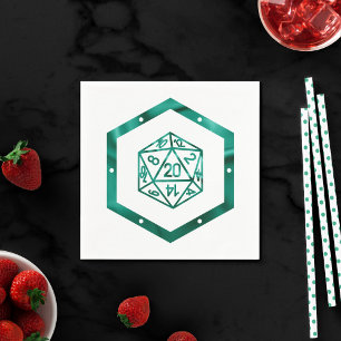 Serviette En Papier Dés RPG   Emerald Imaginaire Tabletop Retro Gamer