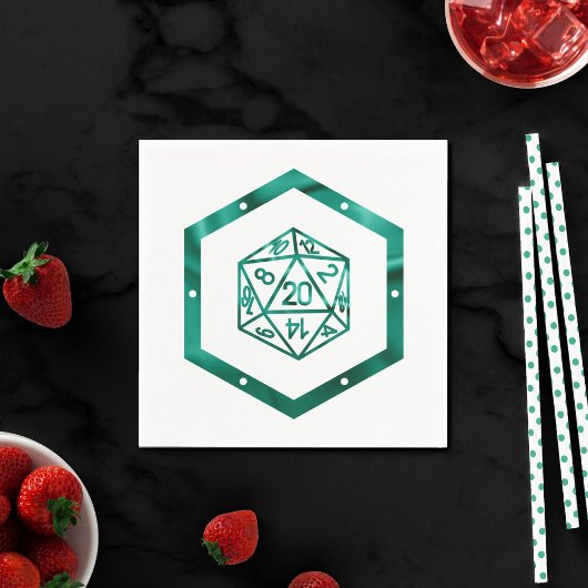 Serviette En Papier Dés RPG | Emerald Imaginaire Tabletop Retro Gamer