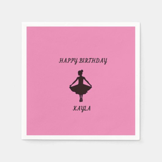 Serviette En Papier Des serviettes d'anniversaire Ballerina avec nom. (Devant)