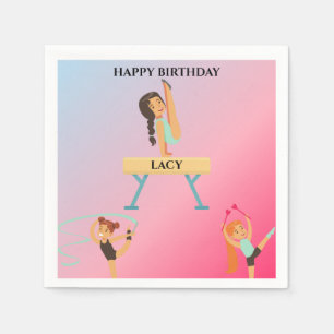 Serviette En Papier Des serviettes d'anniversaire de gymnastique perso