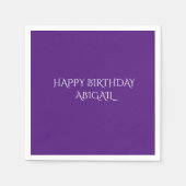 Serviette En Papier Des serviettes d'anniversaire pourpres avec un nom (Devant)