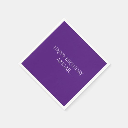 Serviette En Papier Des serviettes d'anniversaire pourpres avec un nom (Coin)