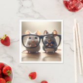 Serviette En Papier Des souris qui regardent derrière des lunettes noi (En situation)