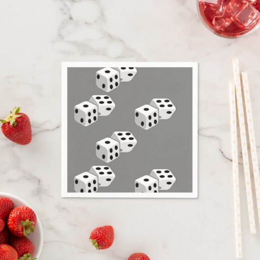 Serviette En Papier Dés sur motif gris (En situation)