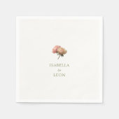 Serviette En Papier Désactivé - Blanc | Mariage Rose chic (Devant)